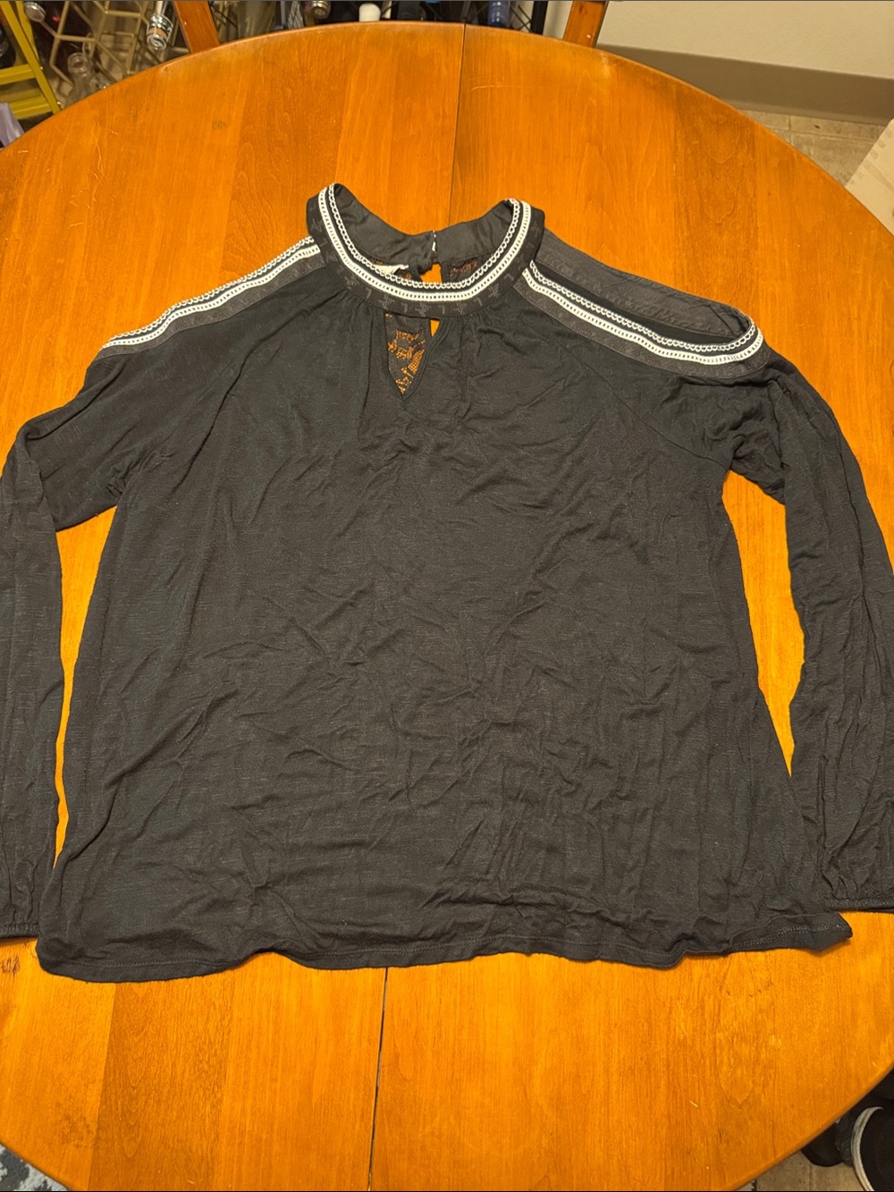 Maurices Black Cold-Shoulder Long Sleeve Top